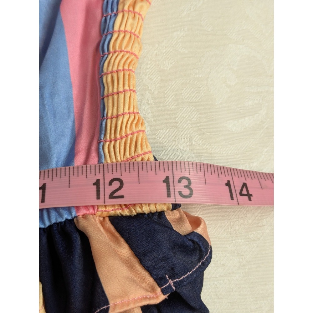 Petal + Pup Multicolored Striped Satin Smocked Back "Cobella" Maxi Dress 6 NWT - Picture 14 of 16